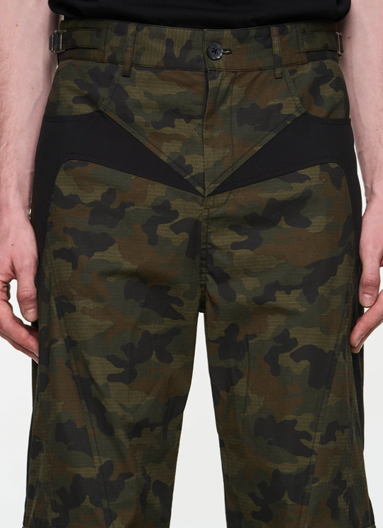 BLIND NO PLAN Colorblocking Textured Check Camouflage Work Cargo Pants | Face 3 Face