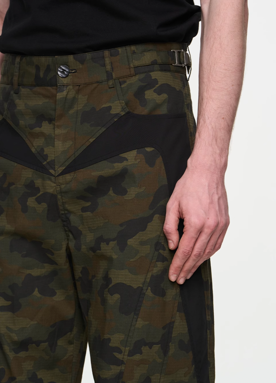 BLIND NO PLAN Colorblocking Textured Check Camouflage Work Cargo Pants | Face 3 Face