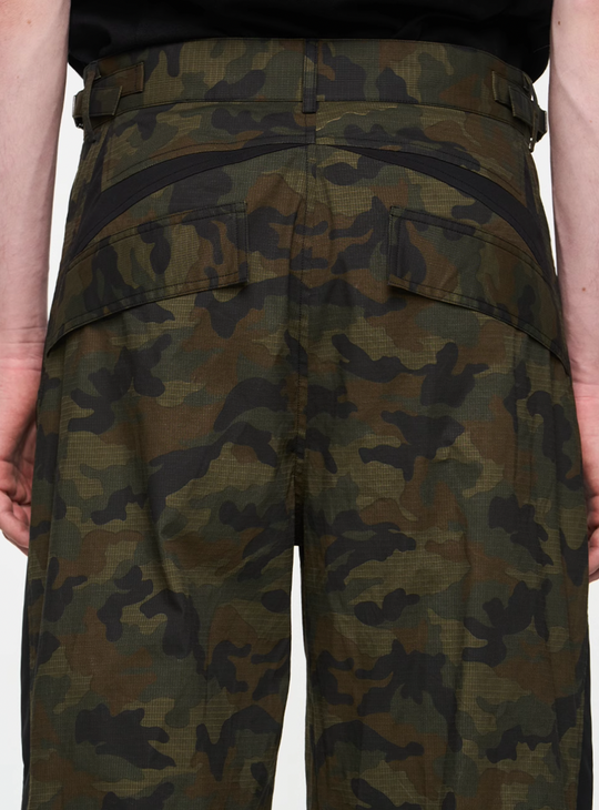 BLIND NO PLAN Colorblocking Textured Check Camouflage Work Cargo Pants | Face 3 Face