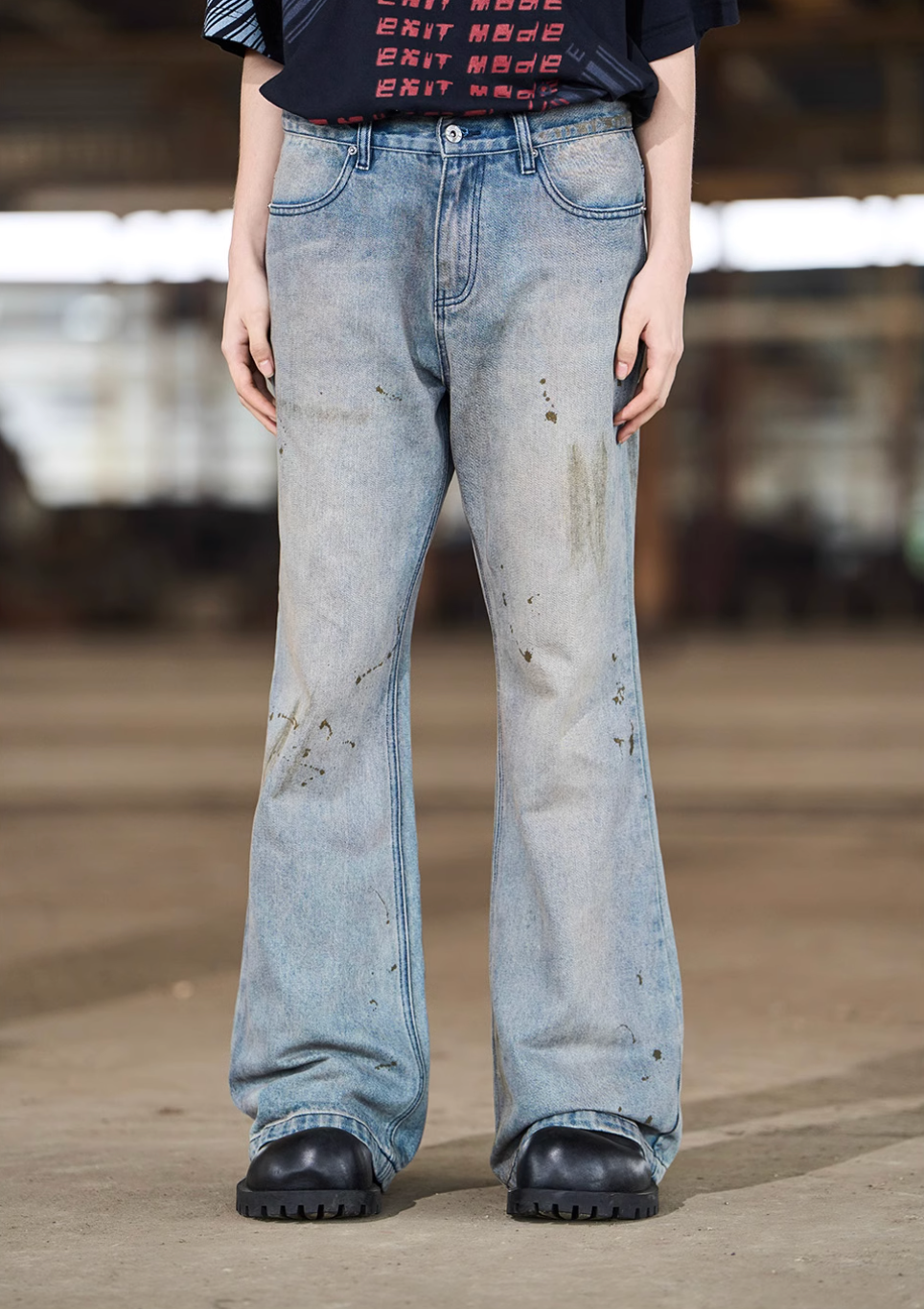 BLIND NO PLAN Distressed Washed & Splashed Ink Jeans | Face 3 Face