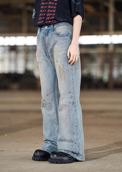 BLIND NO PLAN Distressed Washed & Splashed Ink Jeans | Face 3 Face