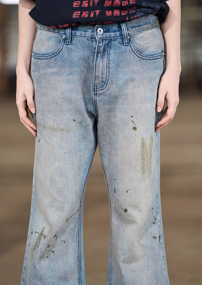 BLIND NO PLAN Distressed Washed & Splashed Ink Jeans | Face 3 Face