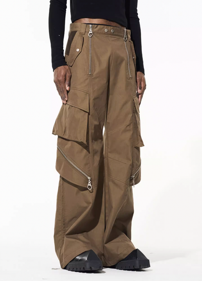 BLIND NO PLAN Multi Zipper Patchwork Work Cargo Pants | Face 3 Face