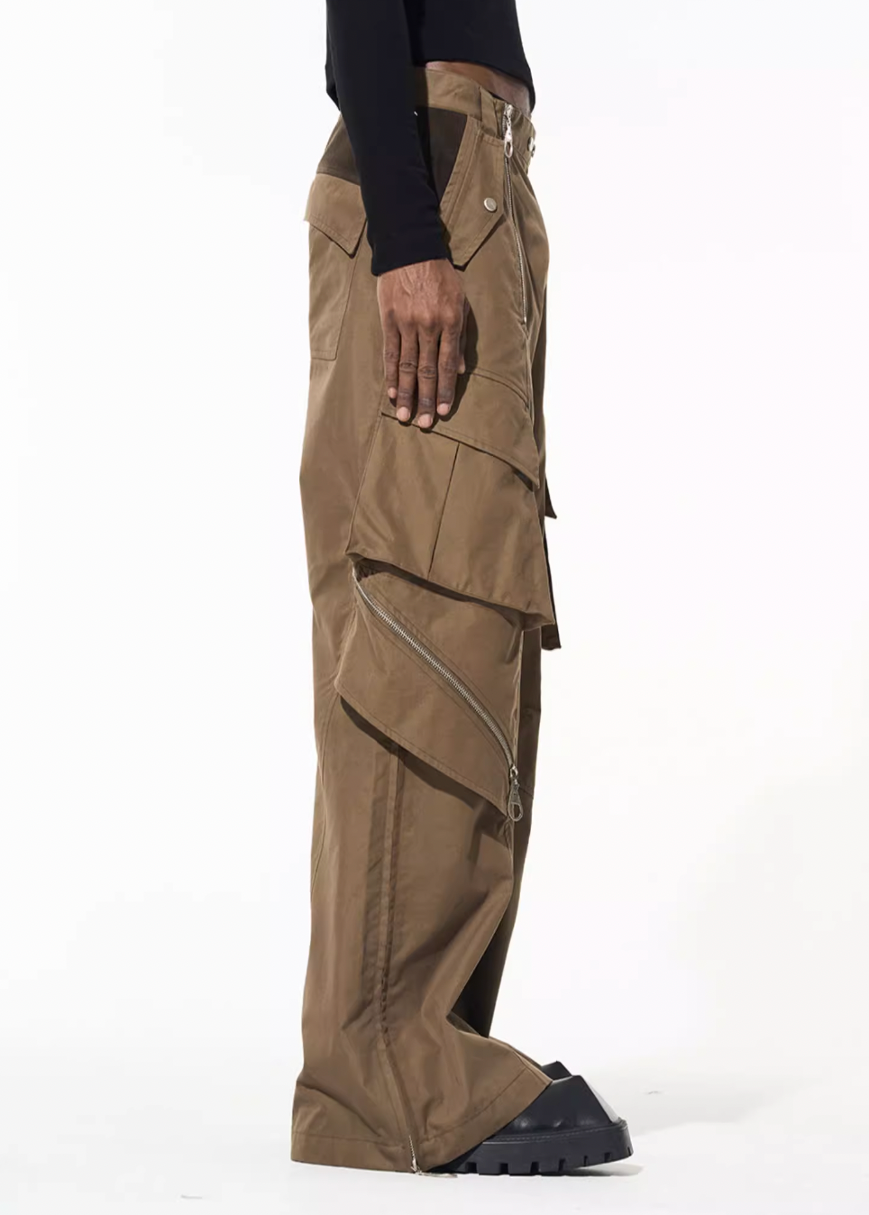 BLIND NO PLAN Multi Zipper Patchwork Work Cargo Pants | Face 3 Face