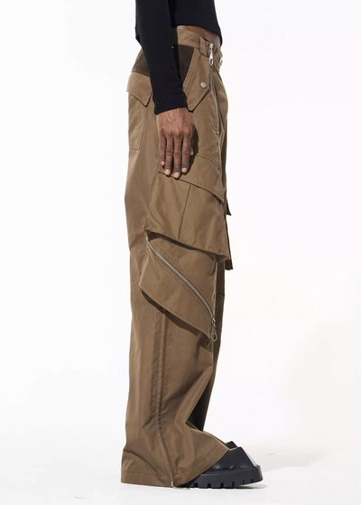 BLIND NO PLAN Multi Zipper Patchwork Work Cargo Pants | Face 3 Face