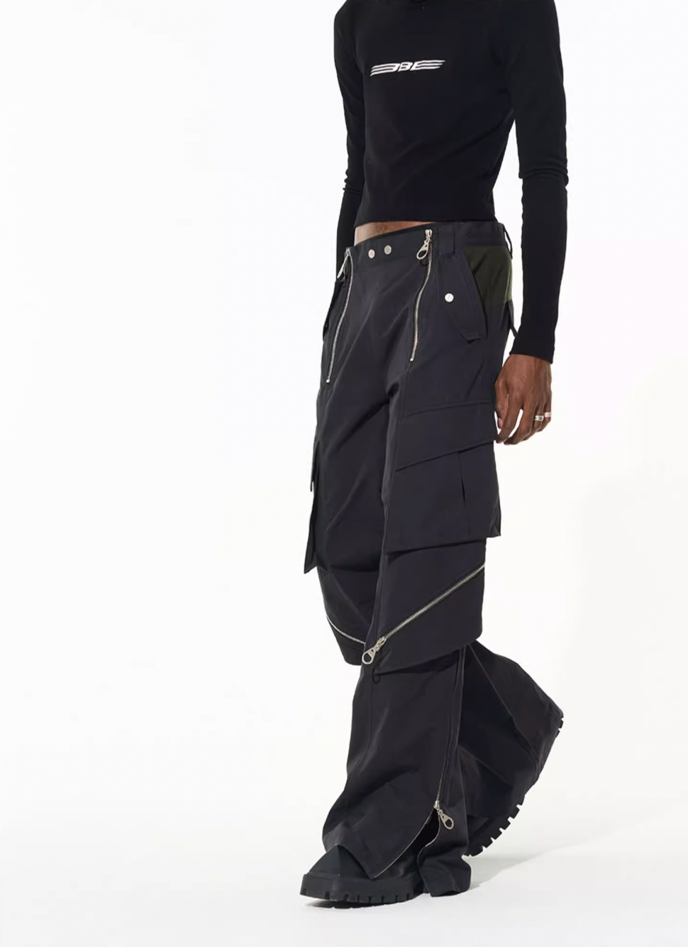 BLIND NO PLAN Multi Zipper Patchwork Work Cargo Pants | Face 3 Face