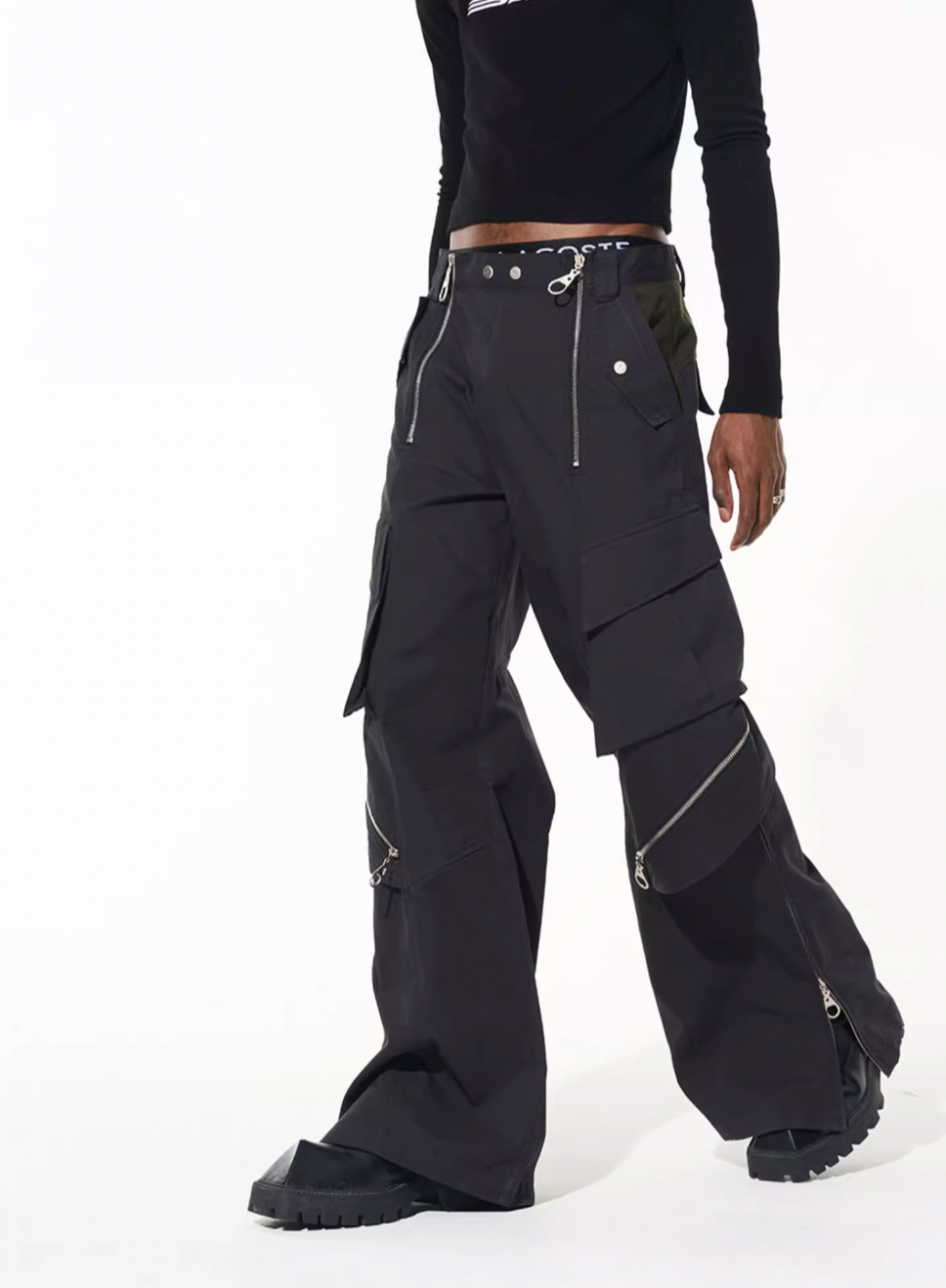 BLIND NO PLAN Multi Zipper Patchwork Work Cargo Pants | Face 3 Face