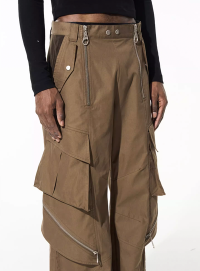 BLIND NO PLAN Multi Zipper Patchwork Work Cargo Pants | Face 3 Face