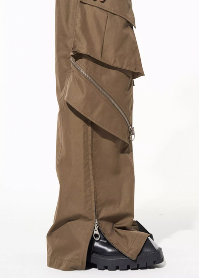 BLIND NO PLAN Multi Zipper Patchwork Work Cargo Pants | Face 3 Face