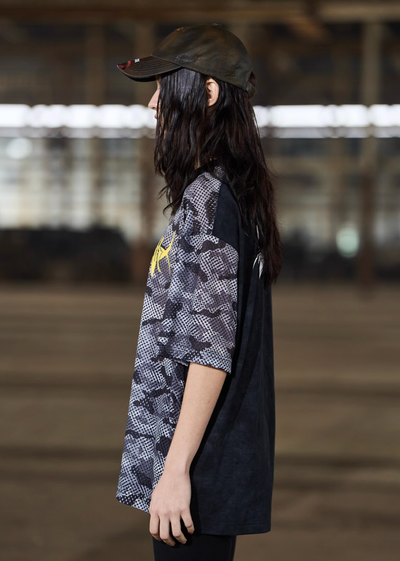 BLIND NO PLAN Gray Camouflage Distressed Tee | Face 3 Face