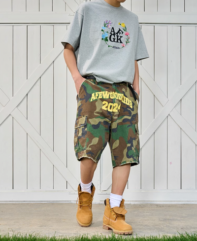 AFGK Logo Print Camouflage Destroyed Shorts | Face 3 Face