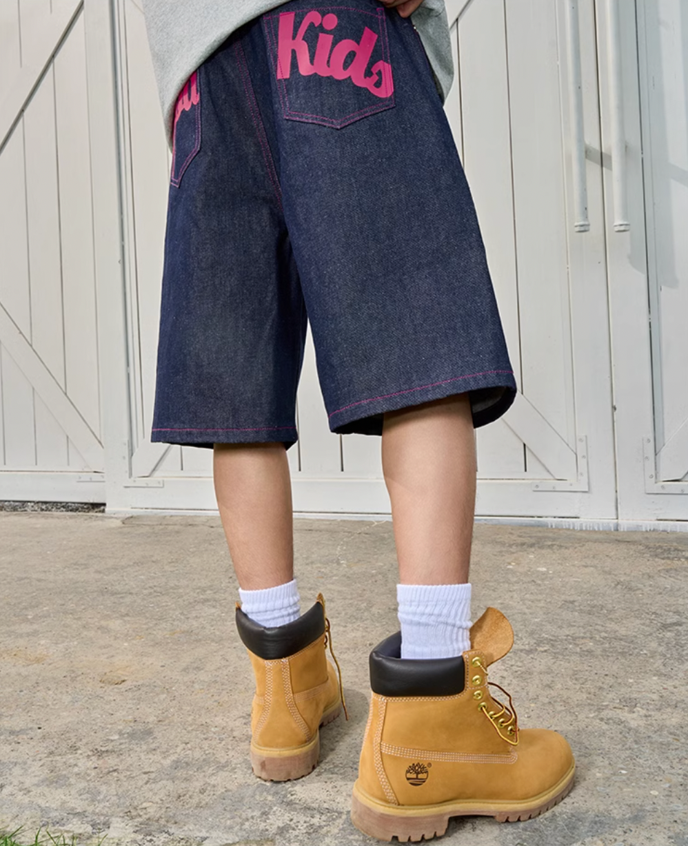 AFGK Color Print & Stitch Denim Shorts / Jorts | Face 3 Face