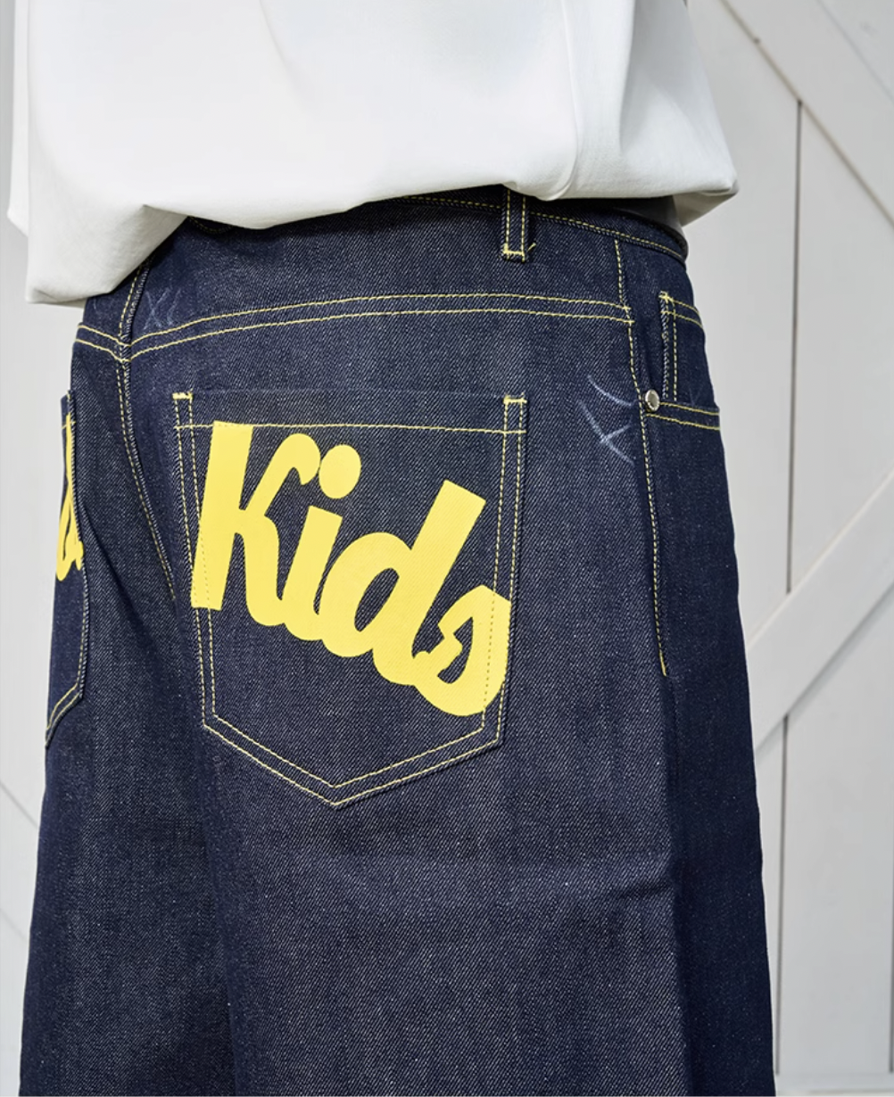 AFGK Color Print & Stitch Denim Shorts / Jorts | Face 3 Face