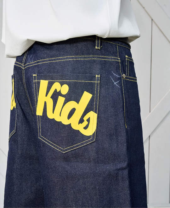 AFGK Color Print & Stitch Denim Shorts / Jorts | Face 3 Face