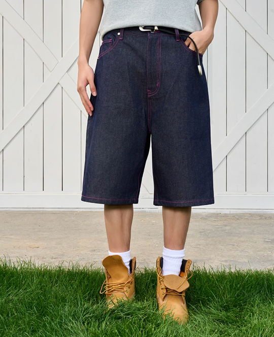 AFGK Color Print & Stitch Denim Shorts / Jorts | Face 3 Face