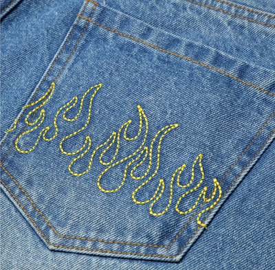 AFGK Three Angels Flame Embroidered Denim Shorts / Jorts | Face 3 Face