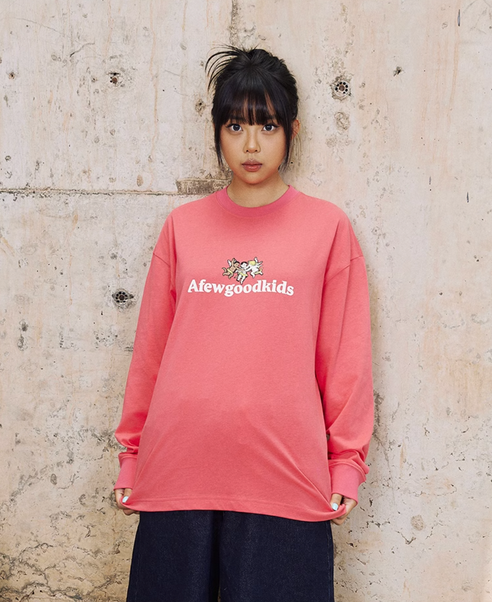 AFGK Angel Logo Contrast Color Long Sleeved Tee | Face 3 Face