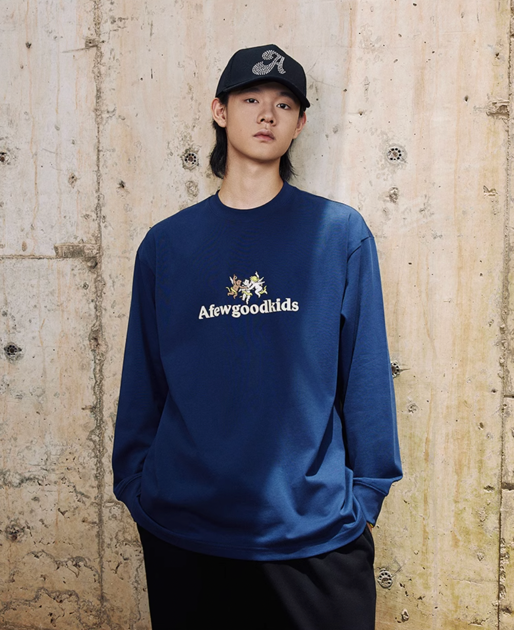 AFGK Angel Logo Contrast Color Long Sleeved Tee | Face 3 Face