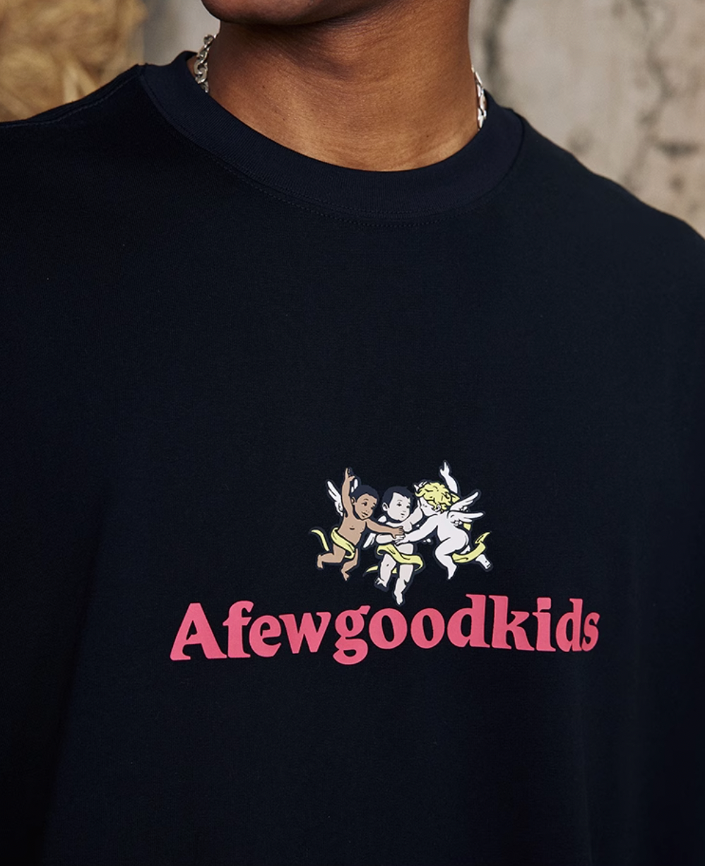 AFGK Angel Logo Contrast Color Long Sleeved Tee | Face 3 Face