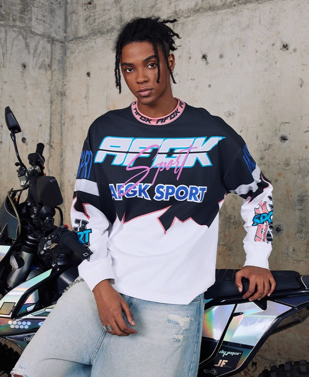 AFGK Color Blocking Motorcycle Suit Long Sleeved Tee | Face 3 Face