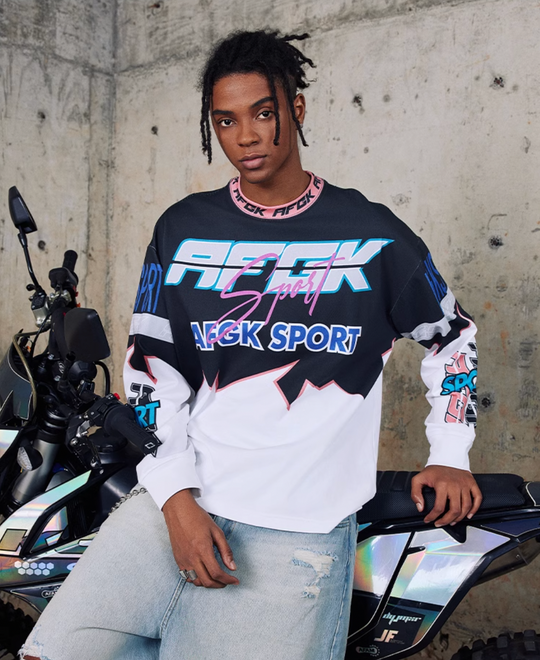 AFGK Color Blocking Motorcycle Suit Long Sleeved Tee | Face 3 Face