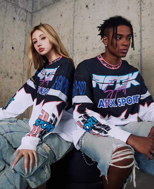 AFGK Color Blocking Motorcycle Suit Long Sleeved Tee | Face 3 Face