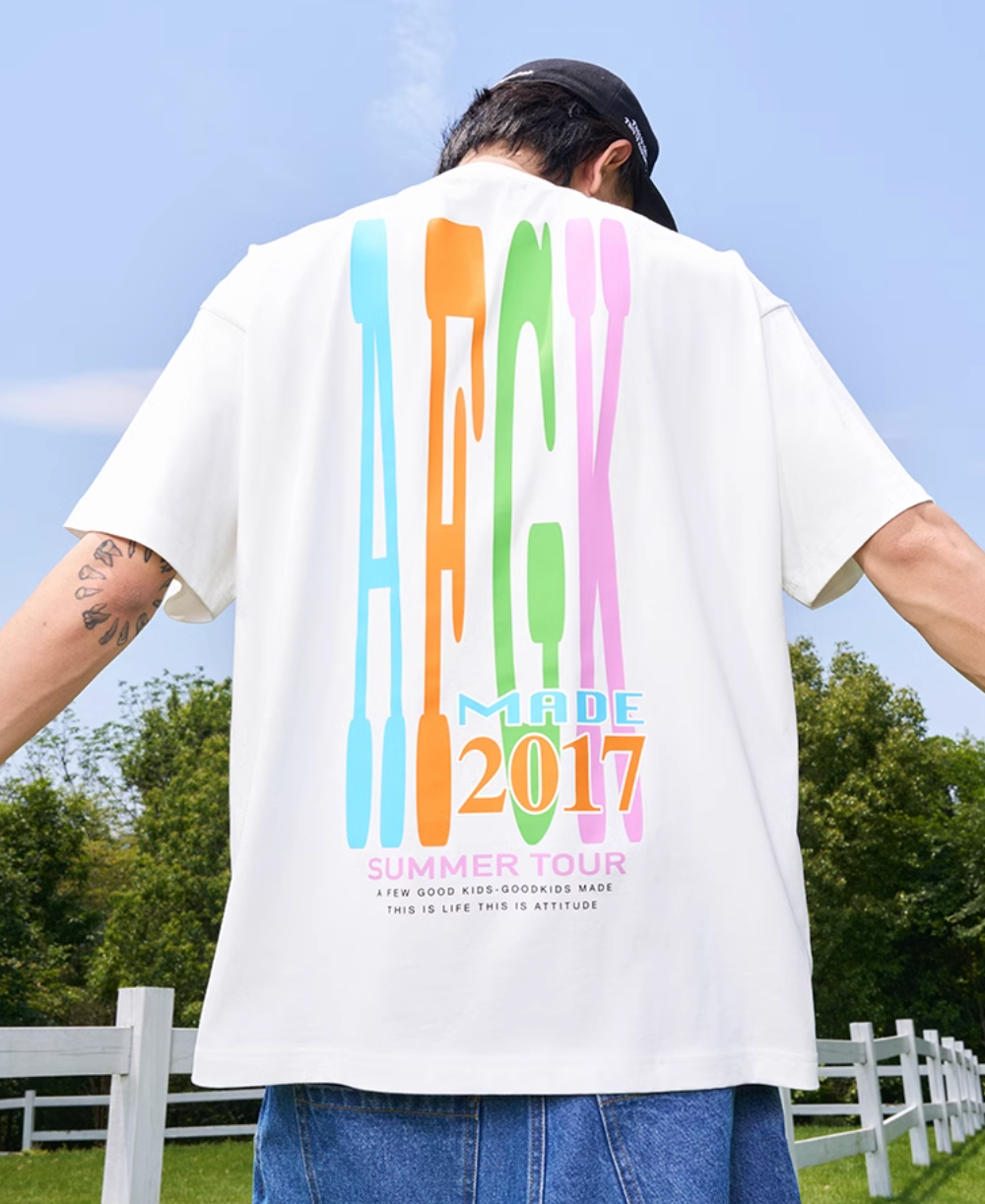 AFGK Multicolor Printing Letters Big Logo Tee | Face 3 Face