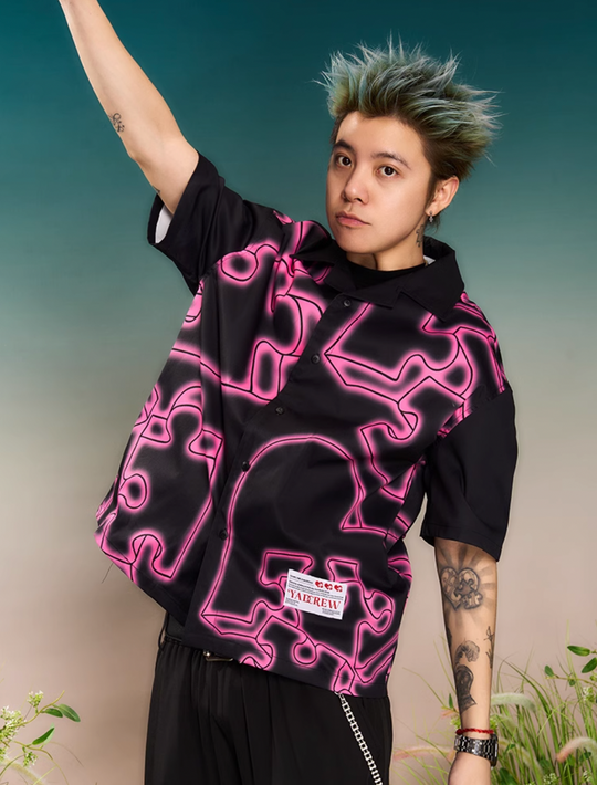 YADcrew Love Puzzle Halo Full Print Short Sleeve Shirt | Face 3 Face