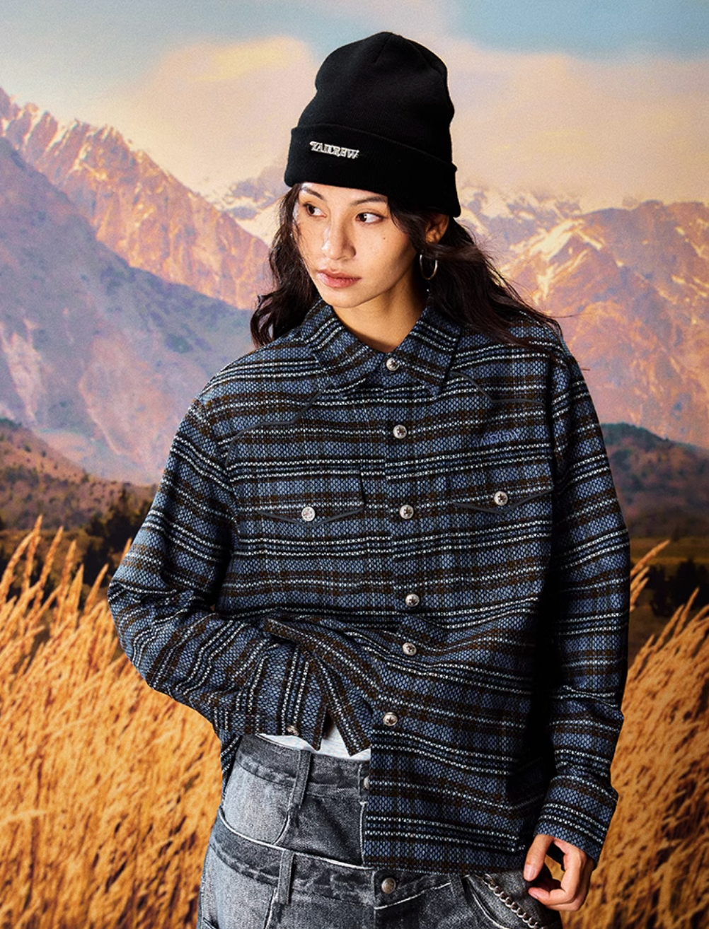 YADcrew Grid Textured Plaid Long Sleeve Shirt | Face 3 Face