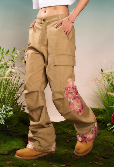 YADcrew Evening Lace Patchwork Pleated Cargo Pants | Face 3 Face