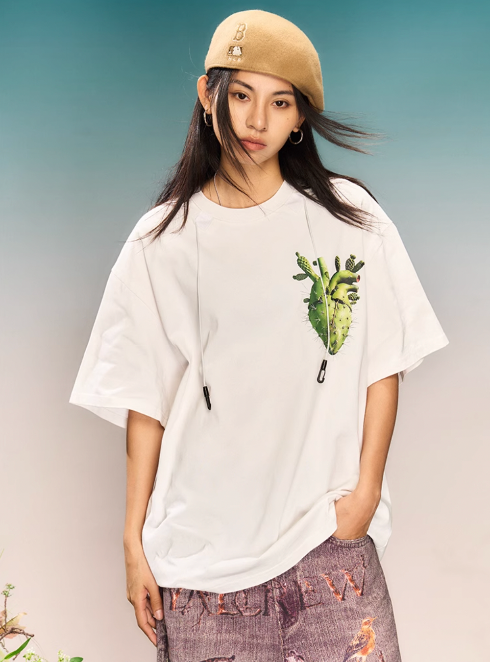 YADcrew Cactus Heart Printed Tee | Face 3 Face