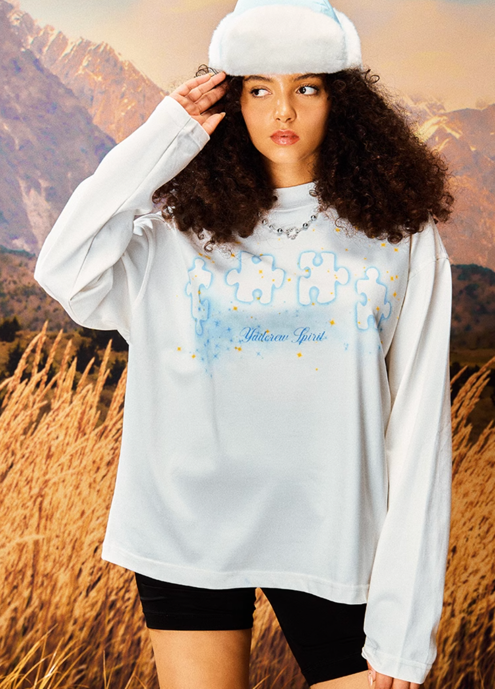 YADcrew Stardust Digital Printing Puzzle Long Sleeved Tee | Face 3 Face