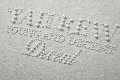 YADcrew Pearl Beadwork Text Typography Sweatshirt | Face 3 Face