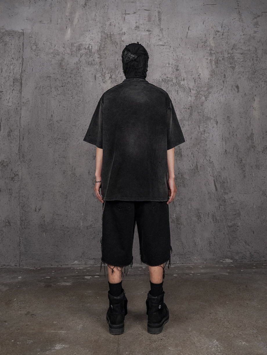 UNDERWATER Sandwash Cut Destruction Denim Shorts | Baggy Jorts | Face 3 Face