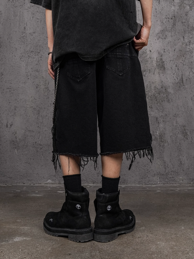 UNDERWATER Sandwash Cut Destruction Denim Shorts | Baggy Jorts | Face 3 Face