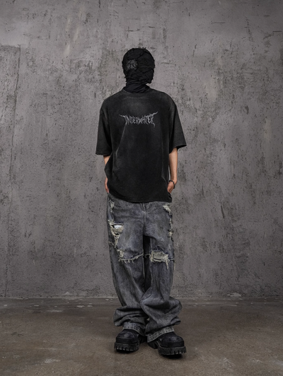 UNDERWATER Dirty Dye Damaged Splicing Baggy Jeans | Face 3 Face