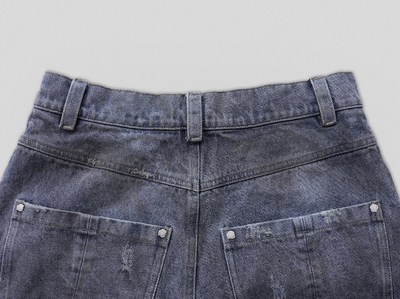 UNDERWATER Dirty Dye Damaged Splicing Baggy Jeans | Face 3 Face