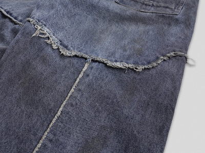 UNDERWATER Dirty Dye Damaged Splicing Baggy Jeans | Face 3 Face