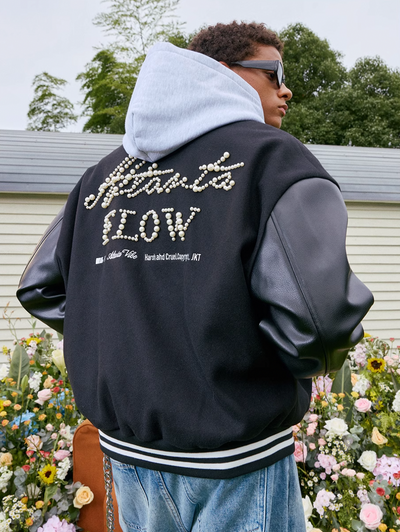 Harsh and Cruel Pearl Embroidered Varsity Jacket | Face 3 Face