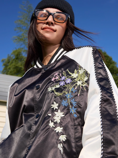 Harsh and Cruel Floral Embroidered Baseball Varsity Jacket | Face 3 Face