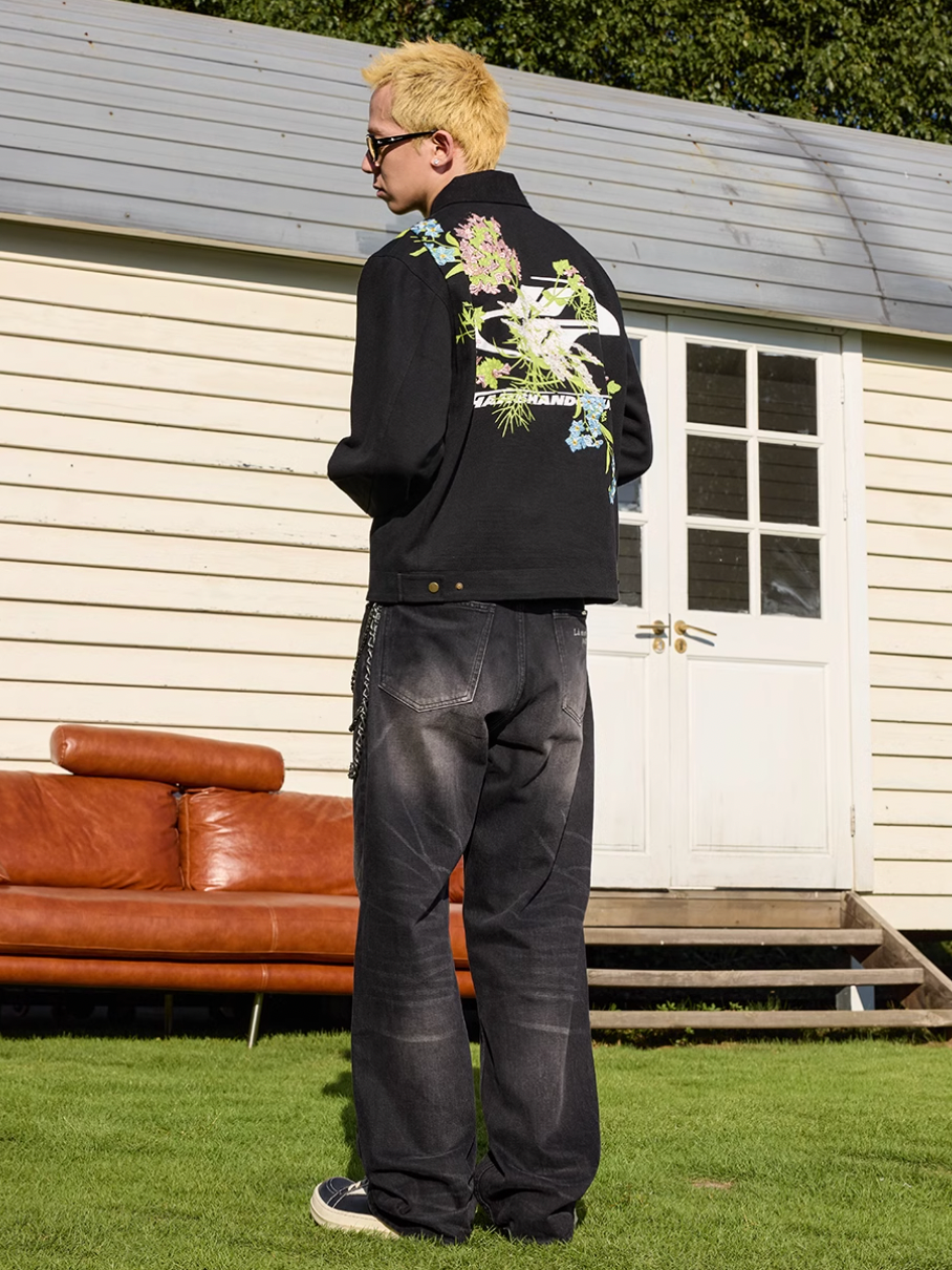 Harsh and Cruel Shoulder Floral Embroidery Colorblocking Detroit Jacket | Face 3 Face