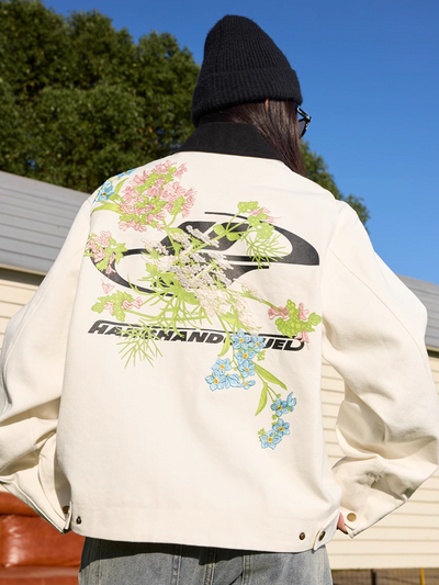 Harsh and Cruel Shoulder Floral Embroidery Colorblocking Detroit Jacket | Face 3 Face