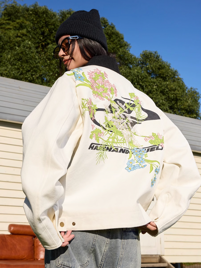 Harsh and Cruel Shoulder Floral Embroidery Colorblocking Detroit Jacket | Face 3 Face