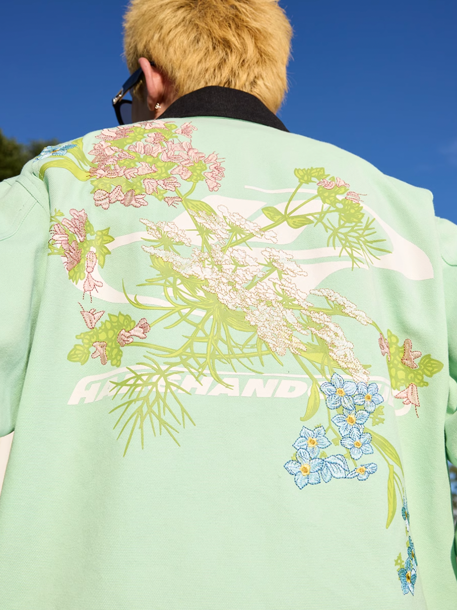 Harsh and Cruel Shoulder Floral Embroidery Colorblocking Detroit Jacket | Face 3 Face