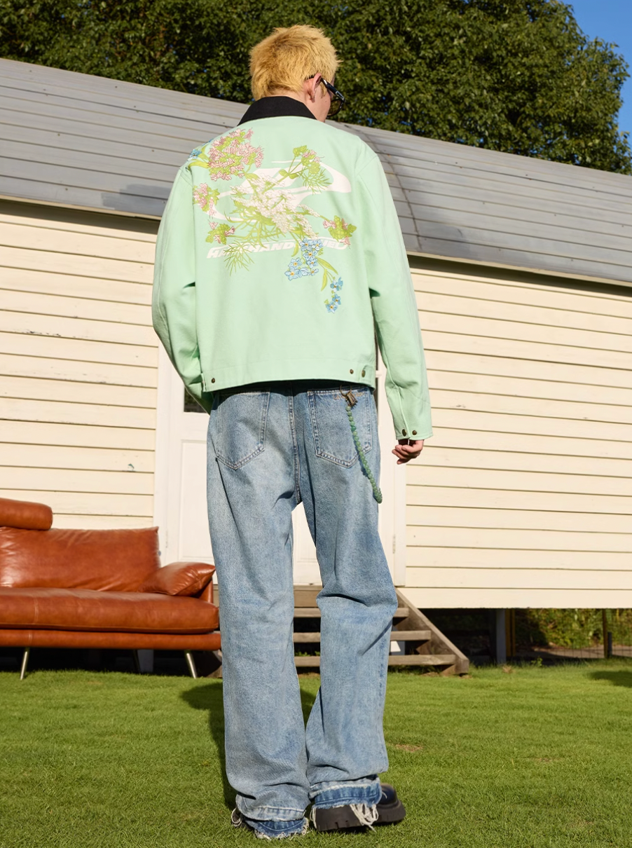 Harsh and Cruel Shoulder Floral Embroidery Colorblocking Detroit Jacket | Face 3 Face