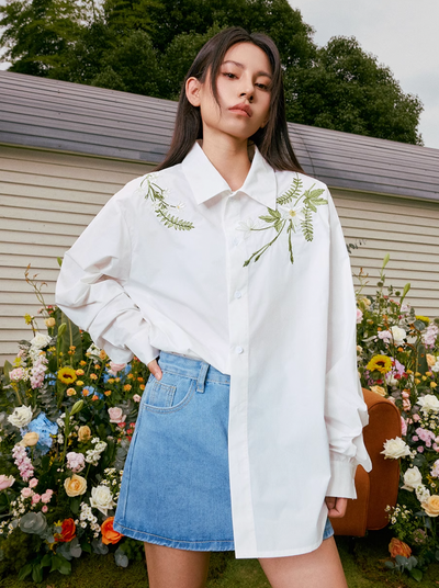 Harsh and Cruel Floral Embroidered Long Sleeve Shirt | Face 3 Face