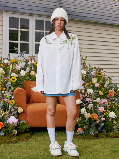 Harsh and Cruel Floral Embroidered Long Sleeve Shirt | Face 3 Face