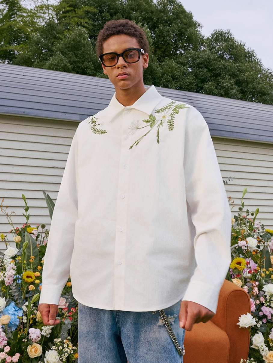 Harsh and Cruel Floral Embroidered Long Sleeve Shirt | Face 3 Face