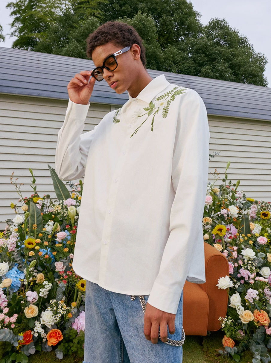 Harsh and Cruel Floral Embroidered Long Sleeve Shirt | Face 3 Face