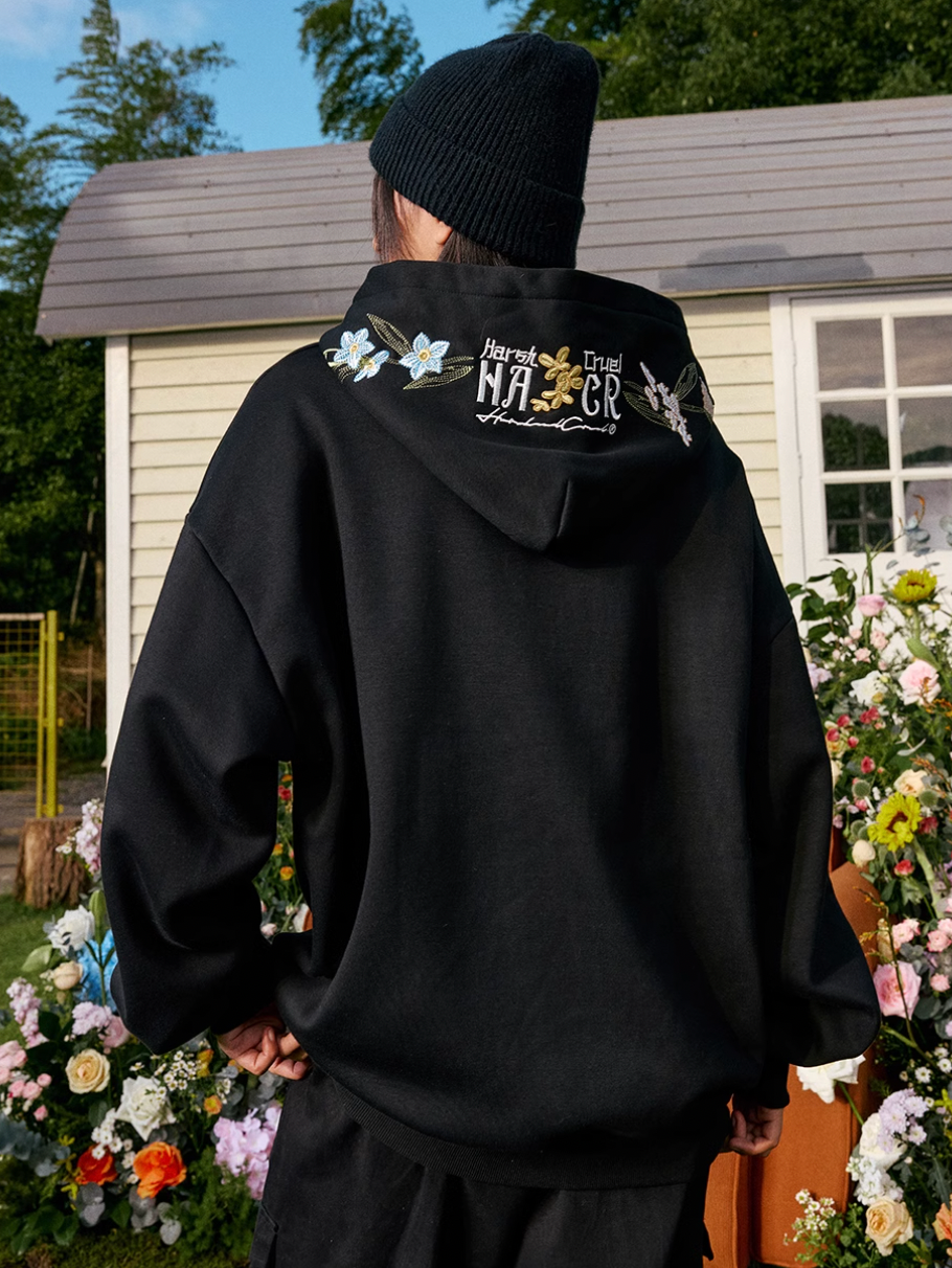 Harsh and Cruel Hood Floral Logo Embroidered Hoodie | Face 3 Face